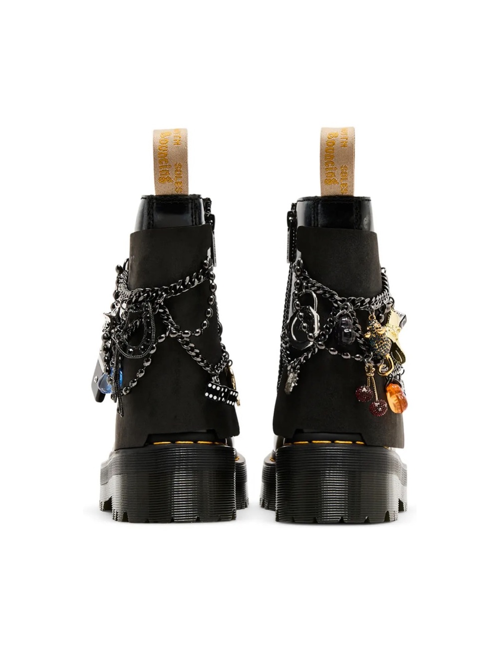 Marc Jacobs X Dr. Martens Black Leather Lace-Up Charm Combat Boots - Picture 15 of 16